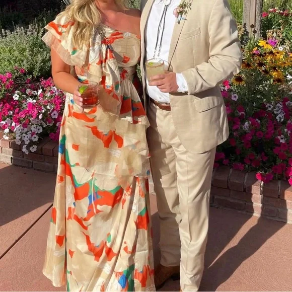 Anthropologie Ruffled One-Shoulder Floral Dress - Picture 7 of 7